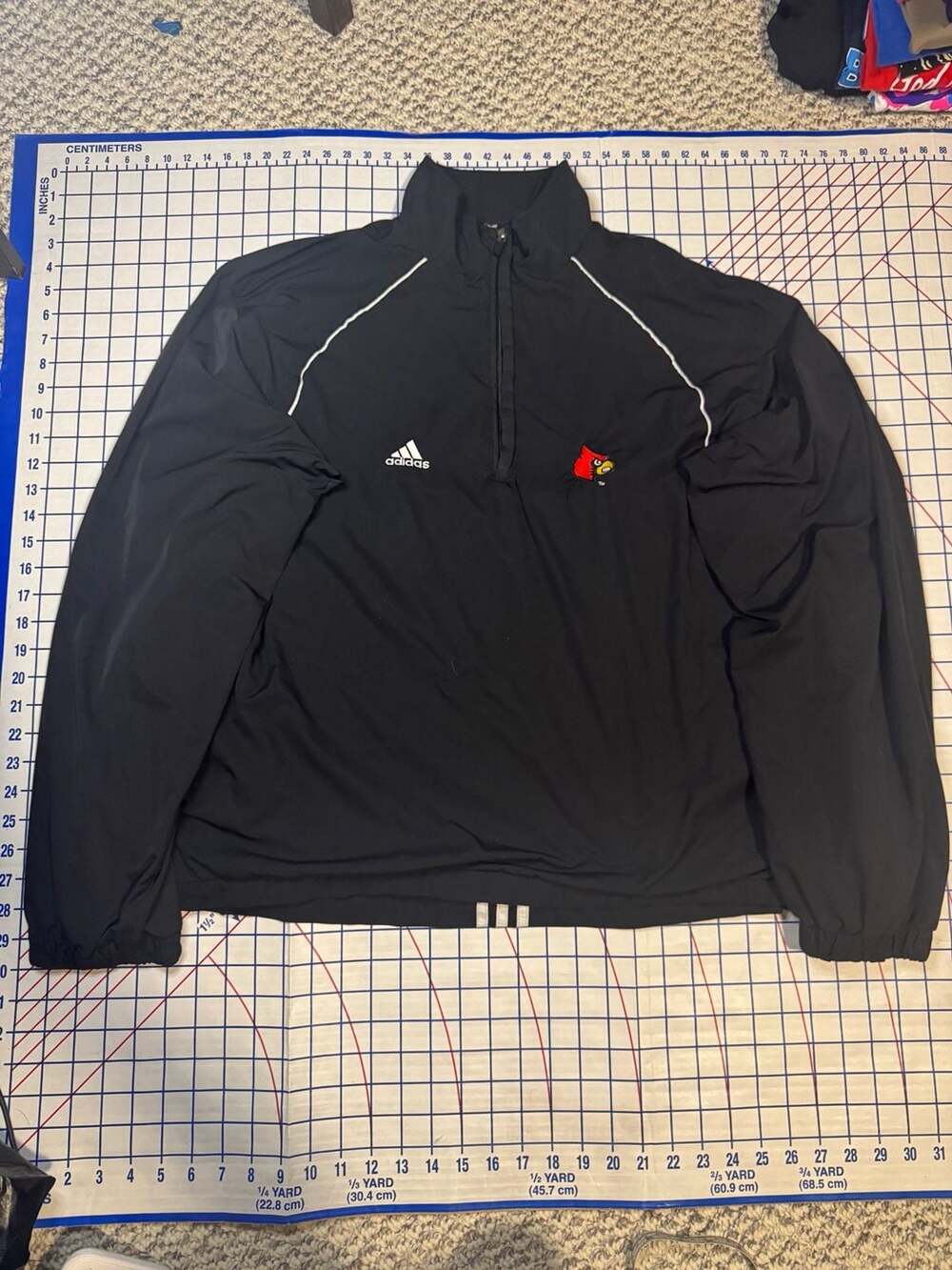 Adidas Louisville Cardinals Mens Black Quarter Zip Pullover Jacket